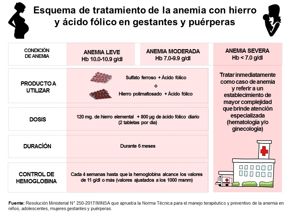 Tratamiento en gestantes y puérperas | Anemia